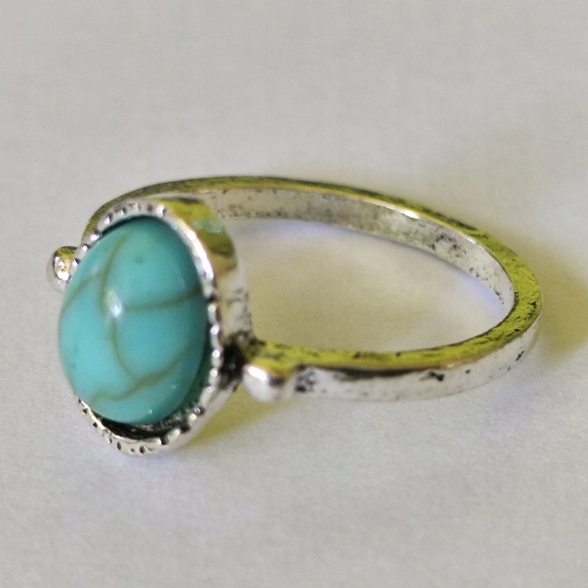 Srebrny Pierścionek Niebieski Kamień Cyrkonia Vintage grecki ze Stali