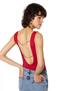 Trendyol Damskie body z dzianiny jednokolorowe, Czerwony, M - Body - miniaturka - grafika 1