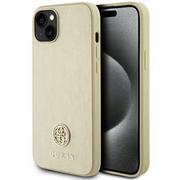 Etui i futerały do telefonów - Guess GUHCP15SPS4DGPD iPhone 15 6.1" złoty/gold hardcase Leather 4G Metal Logo Strass - miniaturka - grafika 1