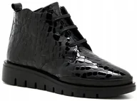 Półbuty damskie - Piazza 960119 botki damskie czarne skóra - miniaturka - grafika 1