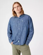 Koszule męskie - Wrangler Ls 1 Pkt Shirt Męska Koszula Jeansowa Jeans Light Indigo W5D6Bnx4E-M - miniaturka - grafika 1