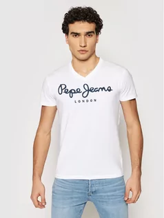 Koszulki męskie - Pepe Jeans T-Shirt Original Stretch V PM500373 Biały Slim Fit - grafika 1