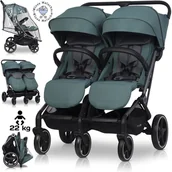 Wózki dziecięce - LEKKI WÓZEK BLIŹNIACZY EASYGO ECHO SAGE GREEN + FOLIA + DODATKI DO 47KG - miniaturka - grafika 1