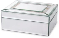 Biżuteria - akcesoria - Szkatułka kasetka na biżuterię szklana glamour srebrna 8x19x15cm 169300 - miniaturka - grafika 1