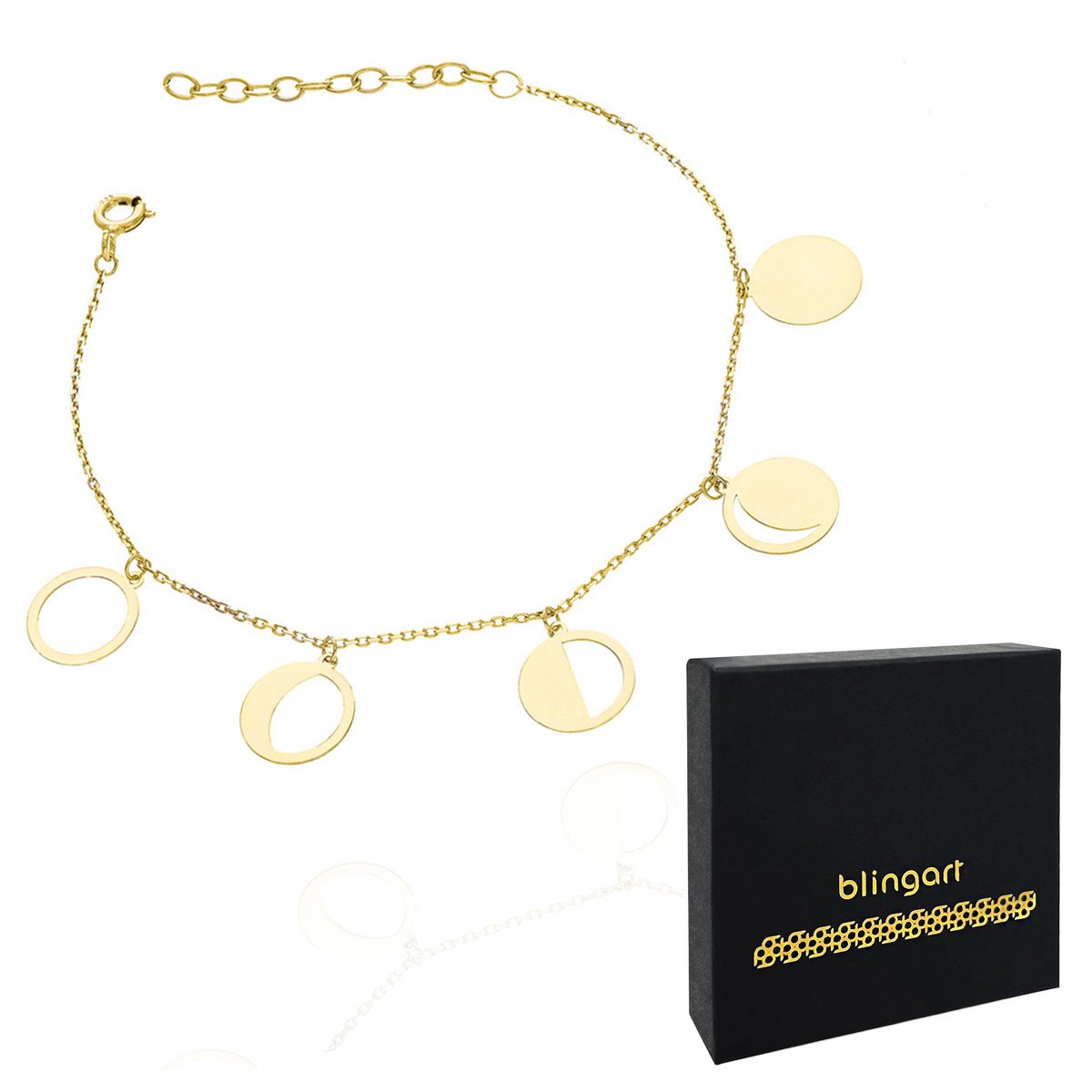 Bransoletka srebrna damska FAZY KSIĘŻYCA pozłacana