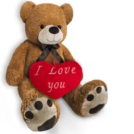 Maskotki i pluszaki - Miękki pluszowy miś jasnobrązowy 100 cm z poduszką w kształcie serca 32 cm - miniaturka - grafika 1