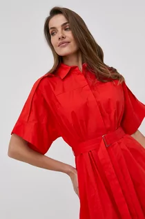 Sukienki - Beatrice B Beatrice B Sukienka kolor czerwony midi rozkloszowana - grafika 1