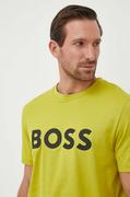 Koszulki męskie - BOSS t-shirt bawełniany kolor zielony z nadrukiem - Boss - miniaturka - grafika 1