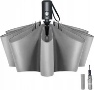 Parasole - PARASOL PARASOLKA AUTOMAT SKŁADANY DUŻY SZARY MOCNY + POKROWIEC - miniaturka - grafika 1