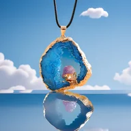 Wisiorki - TEMU Młodzieńczy i piękny niebieski kryształ z ametystem – unikatowy nieregularny wisiorek na wiosnę! - miniaturka - grafika 1