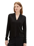 Koszulki i topy damskie - TOM TAILOR Damska koszulka z długim rękawem, 14482 – Deep Black, L - miniaturka - grafika 1