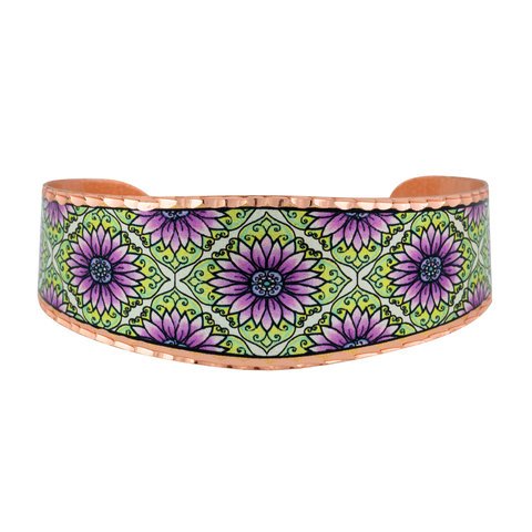 Bransoletka Miedziana Handmade- Motyw Kwiaty BA-10