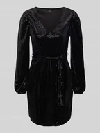 Sukienki - Sukienka casualowa taliowana z błyszczącym obszyciem model ‘SENSA’ - miniaturka - grafika 1