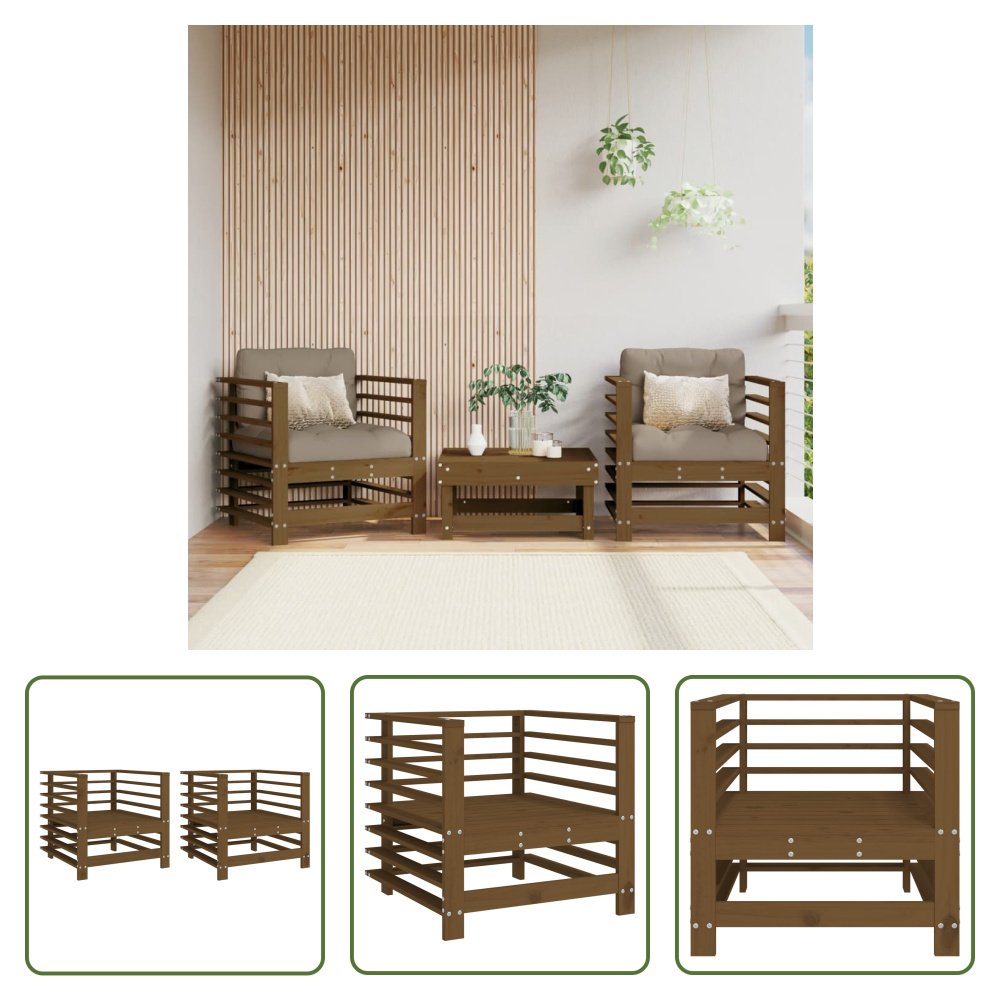 The Living Store Krzesła ogrodowe 2 szt. Miodowy brąz lite drewno sosnowe