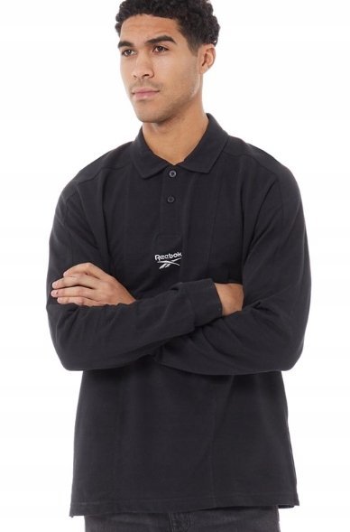 REEBOK KOSZULKA POLO CZARNA MĘSKA DŁUGI RĘKAW L 0A9A3_A* TŁA