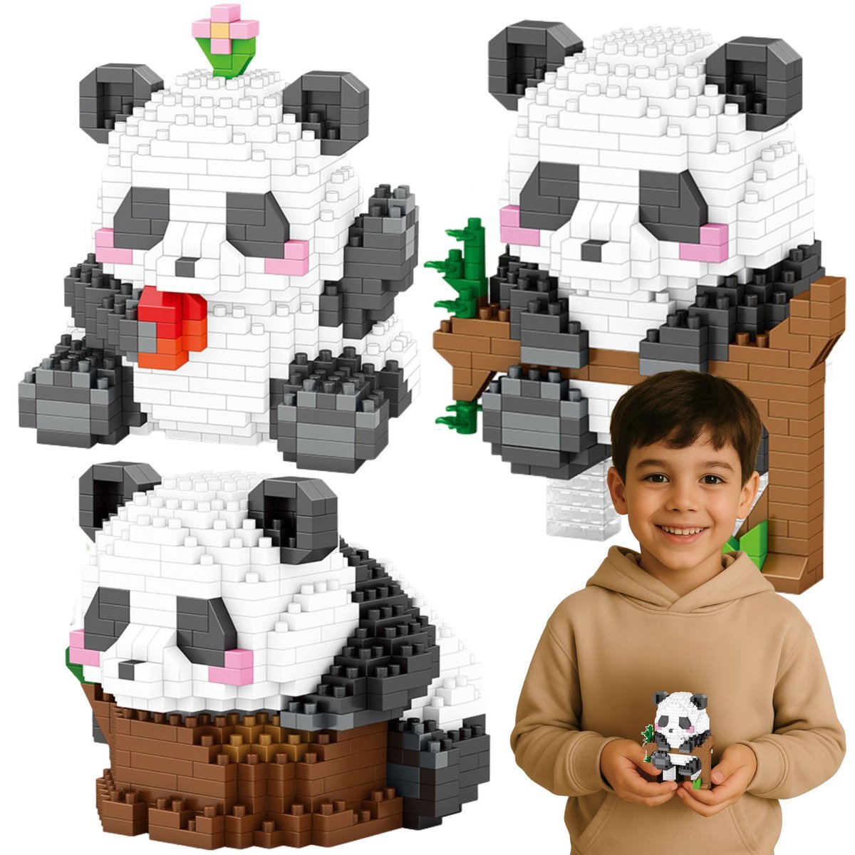 KLOCKI KONSTRUKCYJNE 3 W 1 ZESTAW PANDA DO BUDOWANIA MINI KOALA NA PREZENT
