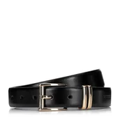 Paski - Damski pasek ze skóry z prostokątną klamrą czarny - miniaturka - grafika 1