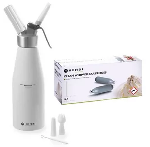 Syfon do bitej śmietany 0.5L + 24 naboje | Hendi - Pozostałe akcesoria kuchenne - miniaturka - grafika 1