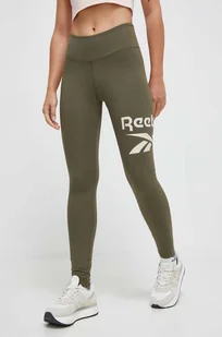 Reebok legginsy damskie kolor zielony z nadrukiem - Legginsy - miniaturka - grafika 1