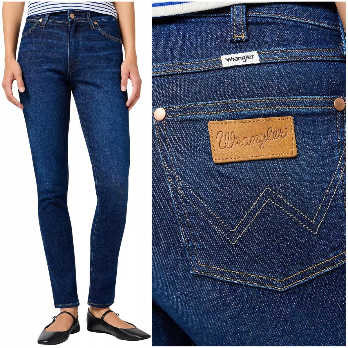 Wrangler SIENNA Weathered Rinse damskie spodnie jeansowe rurki 7/8 W28 L30