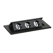 Gniazdka elektryczne - Port blatowy TYP I - wpuszczany, 3 gniazda, czarny - miniaturka - grafika 1