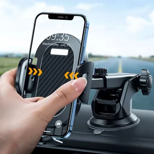 Uchwyt samochodowy na telefon szybę kratkę kokpit deskę do samochodu kratki auta do telefonu Czarny - Gimbale - miniaturka - grafika 4