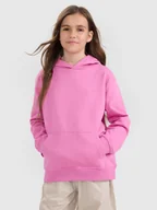 Bluzy dla dziewczynek - 4F Bluza dresowa nierozpinana z kapturem dziewczęca - różowa 122 (6-7 lat) - miniaturka - grafika 1
