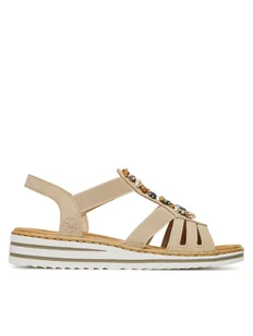 Rieker Sandały V0649-62 Beżowy - Sandały damskie - miniaturka - grafika 1