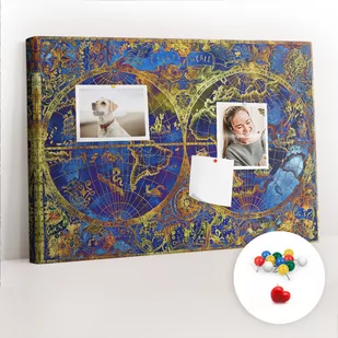 Szkolna Tablica korkowa 60x40 cm, Kolorowe Pinezki, wzór Mapa atlasu - Tablice i flipcharty - miniaturka - grafika 1