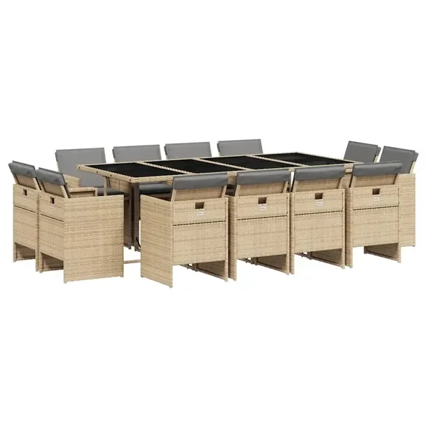 Zestaw mebli ogrodowych 220 x 106 x 73 cm, rattan PE, beżowo-czarny