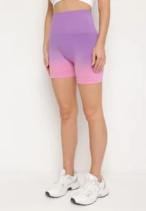 Fioletowe Szorty Kolarki Sportowe przed Kolano z Szeroką Gumą w Pasie Lavinna - Spodenki damskie - miniaturka - grafika 1