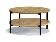 Ławy i stoliki kawowe - Stolik Kawowy SIGMA SM-02 Dąb Artisan Do Salonu Czarne Metalowe Nogi Okrągły Półka - miniaturka - grafika 1