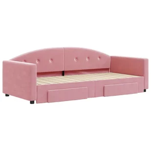 Sofa rozsuwana z szufladami, różowa, 90x200 cm, aksamit Lumarko! - Łóżka - miniaturka - grafika 4