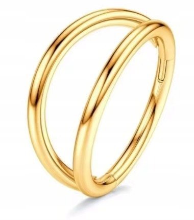 Złoty Tytanowy Kolczyk Clicker PIERCING Podwójne kółko HELIX Lobe 1,2/8