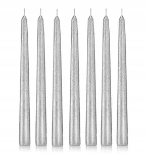 Świece stołowe stożek kokon 24 cm szt. 12 srebrne - Świece - miniaturka - grafika 1