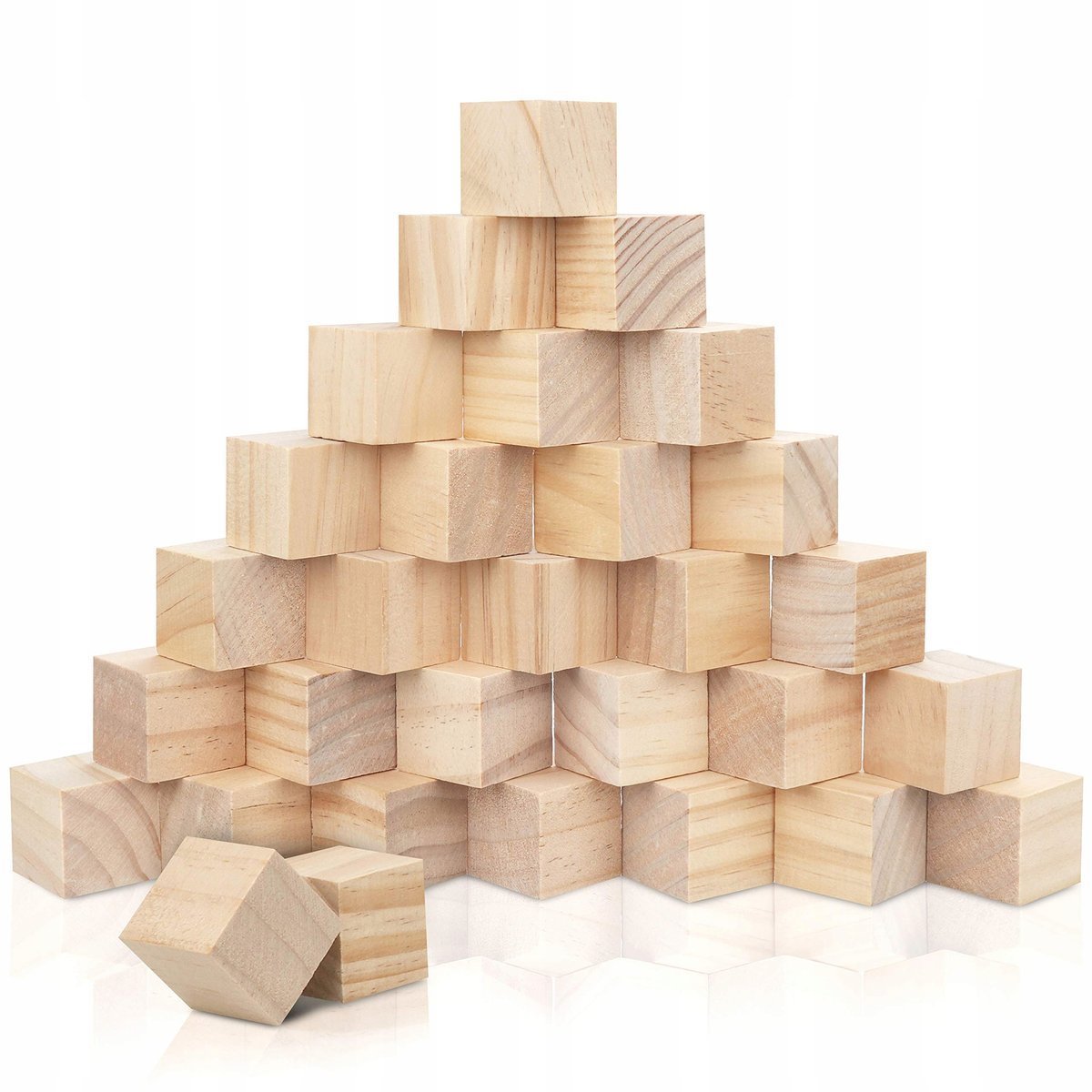 KURTZY Drewniane Kostki 30 Sztuki 3x3x3cm Naturalne Do DIY i Nauki