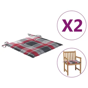 vidaXL Poduszki na krzesła ogrodowe 2 szt. czerwona krata 50x50x4cm 314068 - Poduszki ogrodowe - miniaturka - grafika 1
