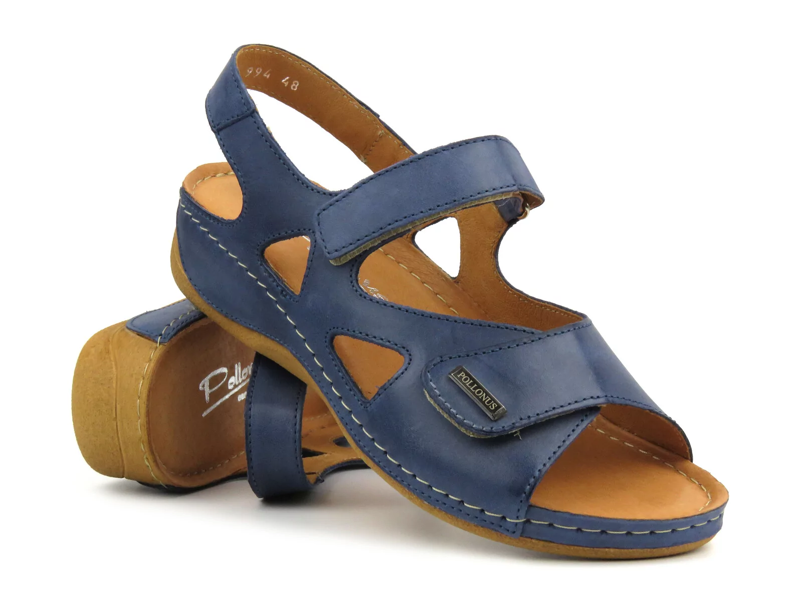 Wygodne sandały damskie skórzane Pollonus 0994, niebieskie