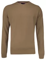 Swetry męskie - Sweter Beżowy w Serek (V-neck) Klasyczny, Męski, Sepia, Jednokolorowy - Adriano Guinari - miniaturka - grafika 1