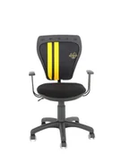 Krzesła obrotowe dla dzieci - Krzesło Ministyle Black GTP Alova Race Żółte Pasy - miniaturka - grafika 1