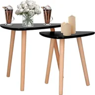 Ławy i stoliki kawowe - Springos Stolik kawowy, trójkątny zestaw 2 szt. stoliki kawowe do salonu na nóżkach, styl skandynawski, czarne UNIWERSALNY - miniaturka - grafika 1