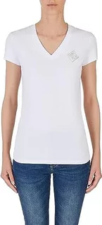 Koszulki i topy damskie - Armani Exchange Damska koszulka z krótkim rękawem, slim fit, dekolt w serek, czarna, S, czarny, S - grafika 1