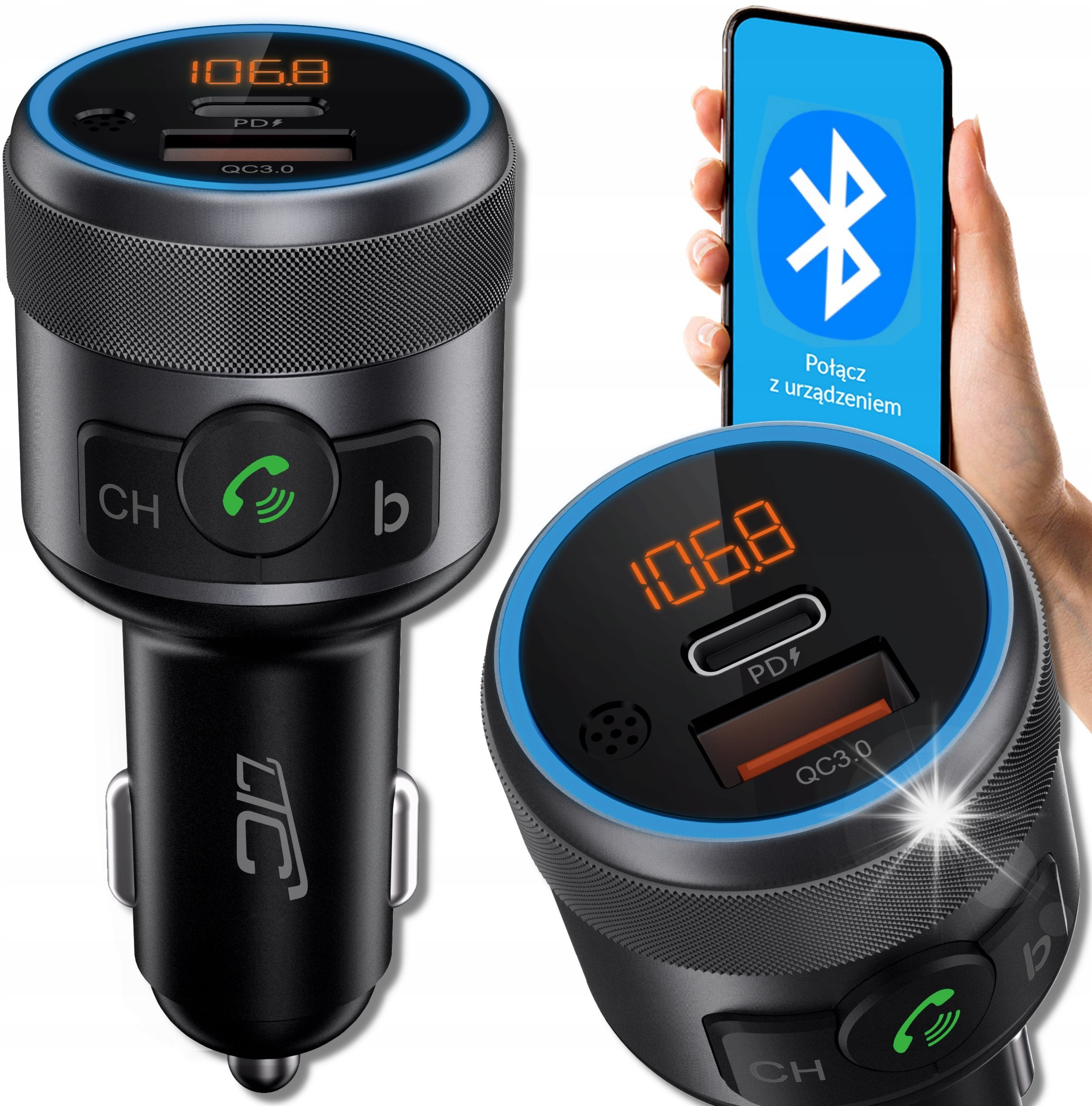 LTC Transmiter FM BT z ŁADOWARKA USB Bluetooth