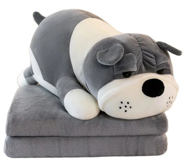 PIES BULDOG Z KOCYKIEM ZABAWKA PLUSZOWA PIESEK MASKOTKA 55cm