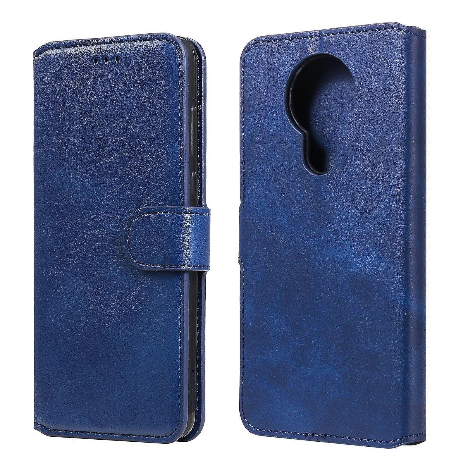 Dla Nokia 3.4 / 7.3 Klasyczne tekstury cielęce PU + TPU Poziome skórzane etui z klapką, z uchwytem i miejscami na karty oraz portfelem Niebieski