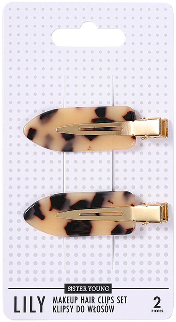 Sister Young LILY Klipsy do Włosów do Makijażu Light Leopard Print, zestaw 2 Sztuki