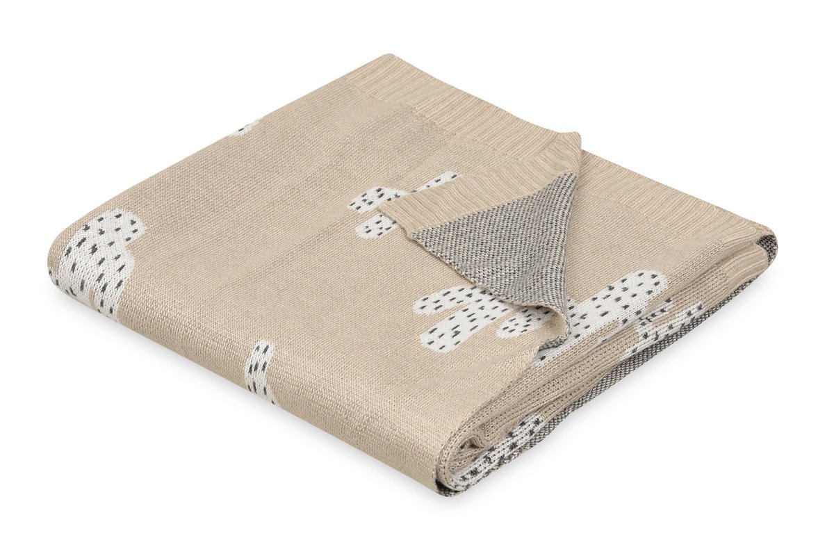 Kocyk bambusowy 80x100 Pattern beżowy biały kaktusy BabyMatex