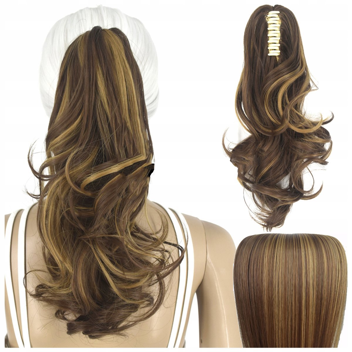 Włosy Syntetyczne Doczepiane Kucyk na Klipsie 35 cm Clip In Jak Naturalne