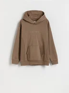 Bluzy dla chłopców - Reserved - Bluza oversize z kapturem - beżowy - miniaturka - grafika 1