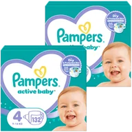 Pieluchy - Zestaw Pampers Active Baby, pieluchy, rozmiar 4, 9-14 kg, 2 x 132 sztuki - miniaturka - grafika 1